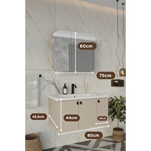 Nergis 80 Cm %100 Mdf Lavabolu Banyo Dolabı + Ayna