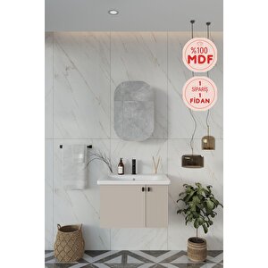 Nergis 65 Cm %100 Mdf Lavabolu Banyo Dolabı + Ayna