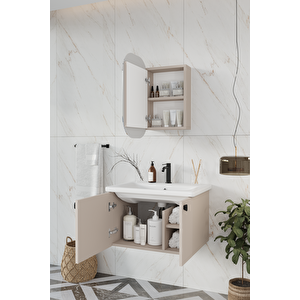 Nergis 65 Cm %100 Mdf Lavabolu Banyo Dolabı + Ayna