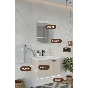 Nergis 65 Cm %100 Mdf Lavabolu Banyo Dolabı + Ayna
