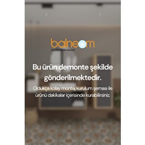 Nergis 65 Cm %100 Mdf Lavabolu Banyo Dolabı + Ayna