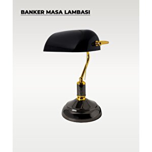 Banker Masa Lambası Siyah Cam - E27 Duy