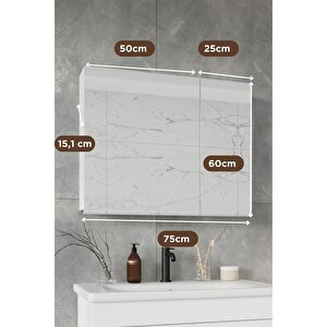 Defne 75x60 Cm %100 Mdf Banyo Üst Dolap