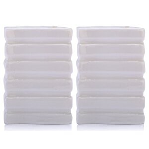 İki Adet Seramik Diş Fırçalık Kare Çizgili Model 8x6x11cm Banyo Seti