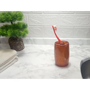 İki Adet Diş Fırçalık Altın Renkli Poliresin  5x5x7cm Banyo Seti