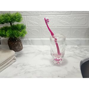 İki Adet Diş Fırçalık Kristal Damlalı Akrilik 7x7x14cm Banyo Seti