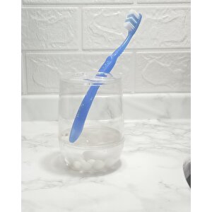 İki Adet Diş Fırçalık Beyaz İncili Akrilik 8x8x11cm Banyo Seti
