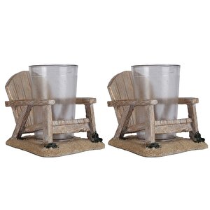 İki Adet Diş Fırçalık Ve Macunluk Sandalye Poliresin 13x11x10cm 200ml Banyo Seti