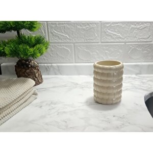 İki Adet Diş Fırçalık Örgü Model Banyo Aksesuarı 8x8x11cm Banyo Seti