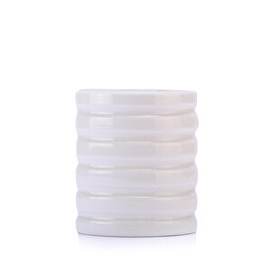 İki Adet Seramik Diş Fırçalık Oval Çizgili Model 9x6x11cm Banyo Seti