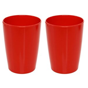 İki Adet Diş Fırçalık Ve  Macun Kabi Kırmızı Melamin 8x8x11cm 400ml Banyo Seti
