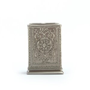İki Adet Diş Fırçalık Dekoratif İşlemeli Gümüş Poliresin 8x6x11cm
