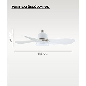 5 Kanatlı Vantilatör Led Ampul 3 Renk - Kumandalı