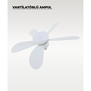 5 Kanatlı Vantilatör Led Ampul 3 Renk - Kumandalı