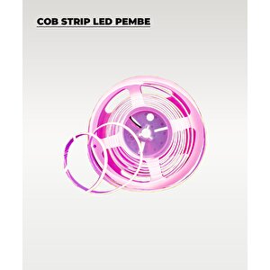12v Cob Şerit Led Pembe Işık  - Metrede 360 Led - 5 Metre