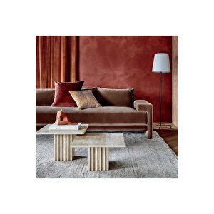 Carved - Doğal Traverten Orta Sehpa | 3lü Sehpa | Modern Coffee Table | Mermer Orta Sehpa |