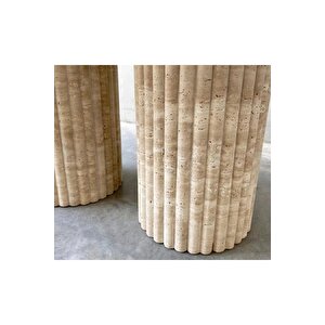 Efes - Doğal Traverten Orta Sehpa | Antik Traverten Ayaklı | Mermer Orta Sehpa | 75*120cm |