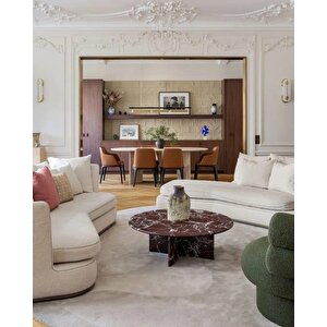 Rosso Levanto Marble Coffee Table - Elazığ Vişne Mermer Orta Sehpa 2'li