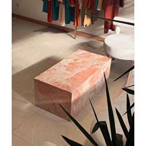 Pink - Pembe Mermer Küp Orta Sehpa