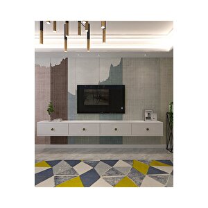 Tda2401bg - Zuzu Double Duvara Montaj Tv Stand  240cm Beyaz