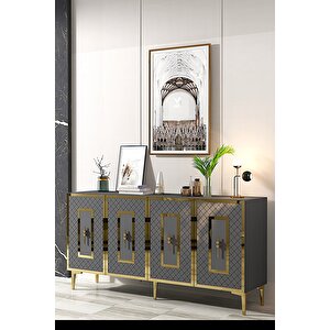 Ka1510ag Puma Konsol, Tv Sehpasi  150cm Antrasit Gold