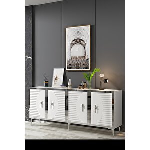 Ka1801bs Tuna Konsol, Tv Sehpasi  180cm Beyaz-Gümüş