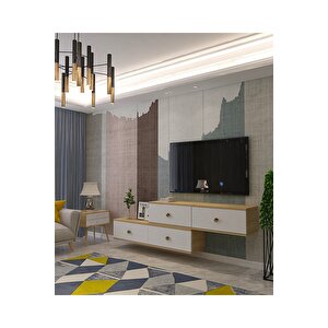 Tda1203dbg - Zuzu 2li̇ Duvara Montaj Tv Stand - 120cm+120cm Safirmeşe-Beyaz