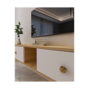 Tda1501dbg - Zuzu Duvara Montaj Tv Stand - 150cm Safirmeşe-Beyaz