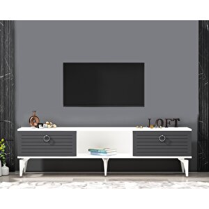 Arrona Tv Sehpasi (alt Modül) BEYAZ-ANTRASİT Beyaz - Antrasit