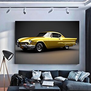 Antika Araba Sanatı Kanvas; Araba Duvar Sanatı; Ford Mustang Kanvas; Motivasyonel Poster 60x120 cm