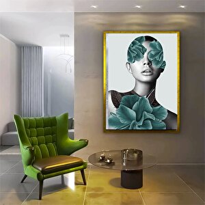 Çiçek Başlı Kadın Kanvas Tablosu; Soyut Çiçek Kadın Resmi 140x200 cm