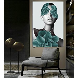 Çiçek Başlı Kadın Kanvas Tablosu; Soyut Çiçek Kadın Resmi
