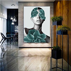 Çiçek Başlı Kadın Kanvas Tablosu; Soyut Çiçek Kadın Resmi