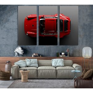 Kırmızı Porsche 911 (964) Kanvas Duvar Sanatı; Porsche 911 Carrera Duvar Sanatı; Süper Araba Kanvas 90x150 cm
