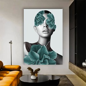 Çiçek Başlı Kadın Kanvas Tablosu; Soyut Çiçek Kadın Resmi 120x150 cm