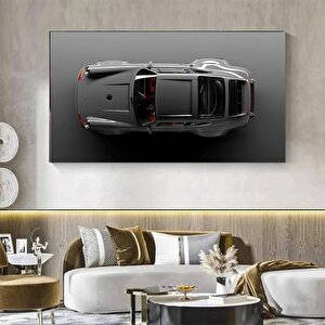 Porsche 911 Sport Gri Kanvas Duvar Sanatı Baskısı; Motivasyon Ofis Dekoru; Araba Posteri; Porsche Tu 60x120 cm
