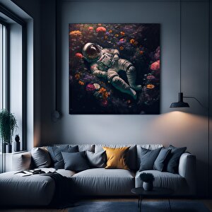 Çiçek Tarlasındaki Astronot Kanvas; Astronot Baskısı