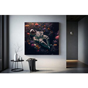 Çiçek Tarlasındaki Astronot Kanvas; Astronot Baskısı