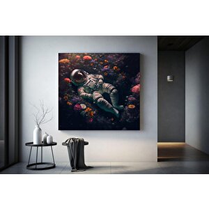 Çiçek Tarlasındaki Astronot Kanvas; Astronot Baskısı
