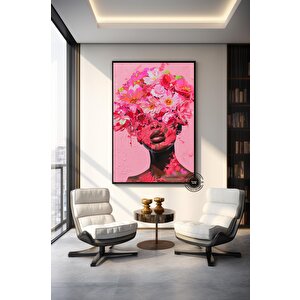 Çiçek Başlı Afrikalı Kadın Tablosu 30x40 cm