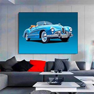 Mavi Klasik Araba Kanvas Tablo | Retro Stil 70x100 cm