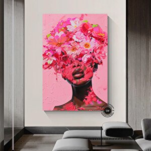 Çiçek Başlı Afrikalı Kadın Tablosu 50x70 cm