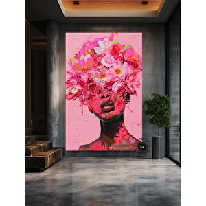 Çiçek Başlı Afrikalı Kadın Tablosu