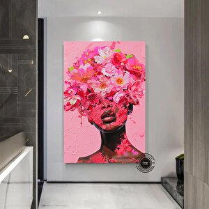 Çiçek Başlı Afrikalı Kadın Tablosu