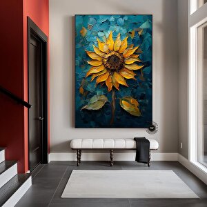 Renkli Ayçiçeği Kanvas Tablo; Çiçek Sanatı 70x100 cm