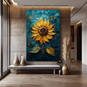 Renkli Ayçiçeği Kanvas Tablo; Çiçek Sanatı 60x90 cm