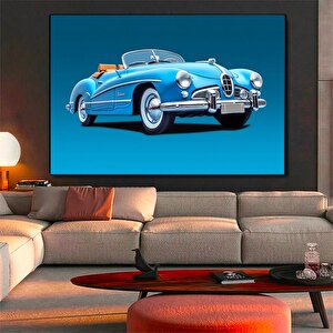 Mavi Klasik Araba Kanvas Tablo | Retro Stil