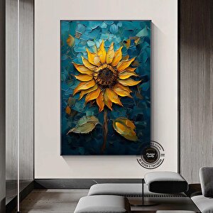 Renkli Ayçiçeği Kanvas Tablo; Çiçek Sanatı 120x150 cm