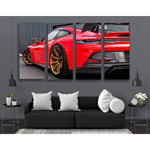 Kırmızı Porsche Garaj Duvar Sanatı; Porsche 911 Kanvas Baskısı; Süper Araba Dekoru