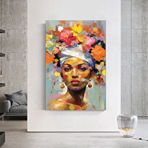 Kadın Çiçek Portresi; Göklerden İlhamlı; Çiçek Başlı Kadın Tablosu; Moda Sanatı